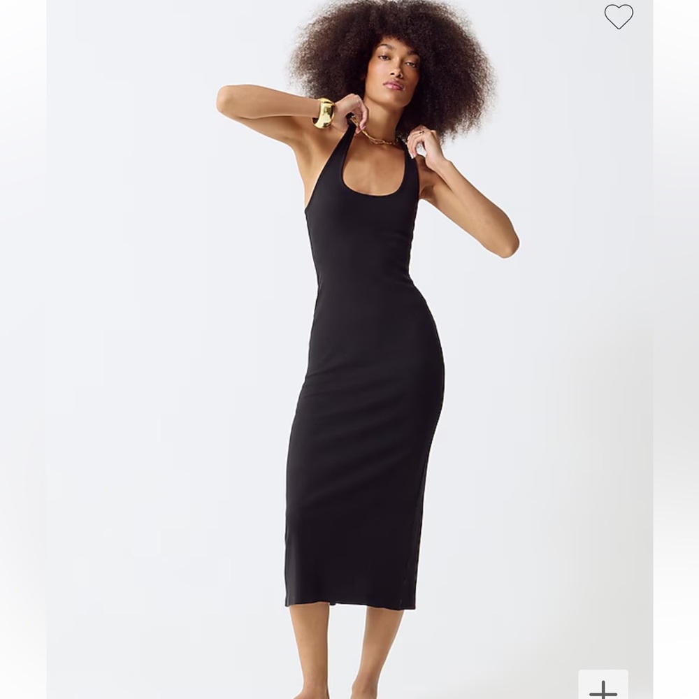 Cross-back midi dress in vintage rib